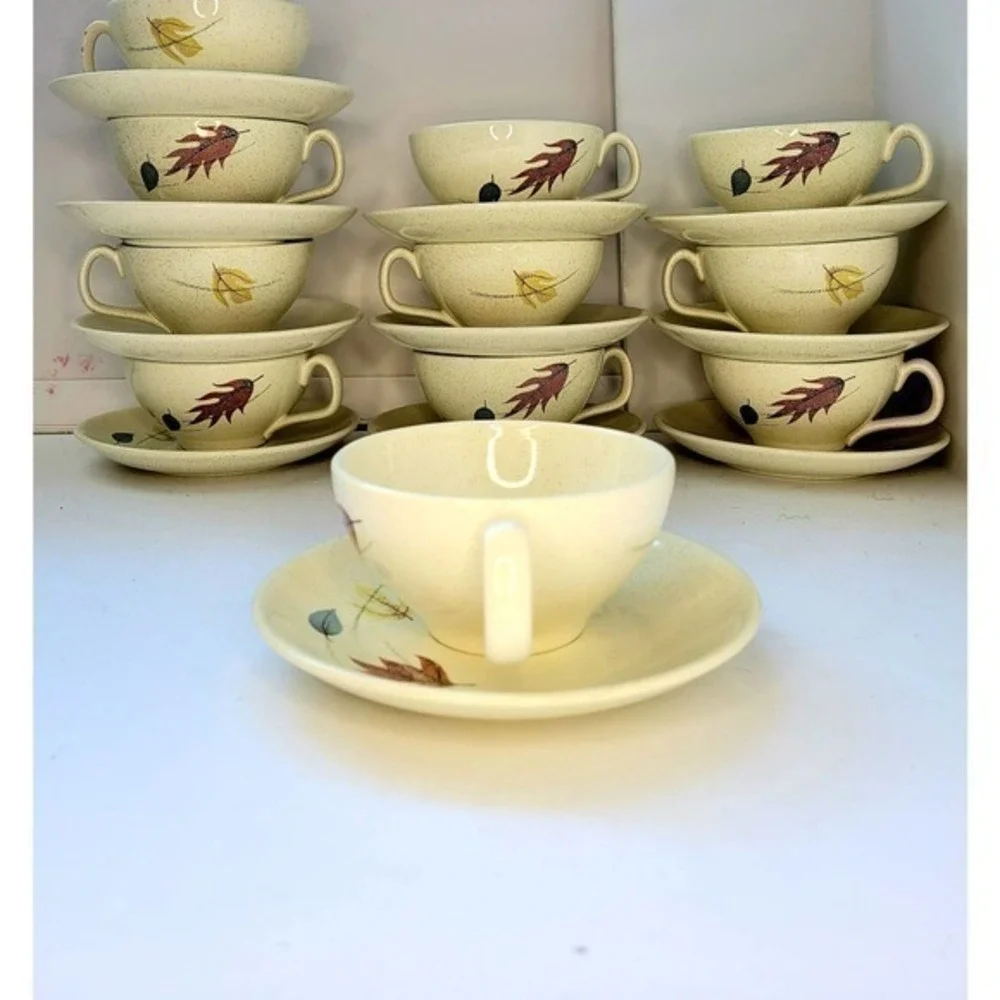 Vintage‎ Franciscan Earthenware Autumn Leaves 2 Cups and Saucers Set
